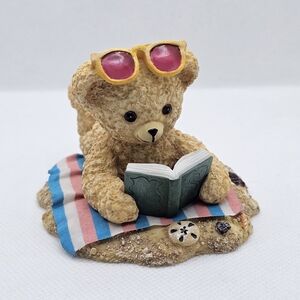 Hamilton Collection Snuggle Bear Sand Beach Sun Figurine 2001 Tanning Book Sea